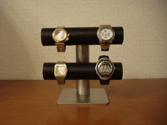 腕時計　スタンド　ブラック手動式腕時計スタンド　だるま　ak-design 1枚目の画像