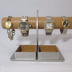 腕時計スタンド　腕時計4本掛けダブル角トレイ付きハーフムーン腕時計スタンド　ak-design 1枚目の画像