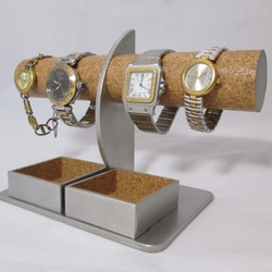 腕時計スタンド　腕時計4本掛けダブル角トレイ付きハーフムーン腕時計スタンド　ak-design 2枚目の画像