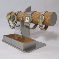 腕時計スタンド　腕時計4本掛けダブル角トレイ付きハーフムーン腕時計スタンド　ak-design 3枚目の画像