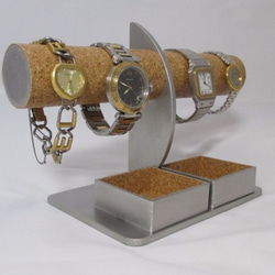 腕時計スタンド　腕時計4本掛けダブル角トレイ付きハーフムーン腕時計スタンド　ak-design 4枚目の画像