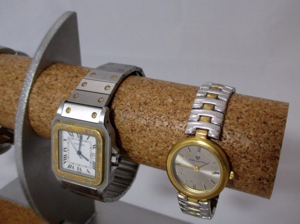 腕時計スタンド　腕時計4本掛けダブル角トレイ付きハーフムーン腕時計スタンド　ak-design 6枚目の画像