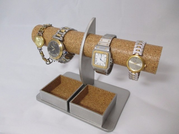 腕時計スタンド　腕時計4本掛けダブル角トレイ付きハーフムーン腕時計スタンド　ak-design 7枚目の画像