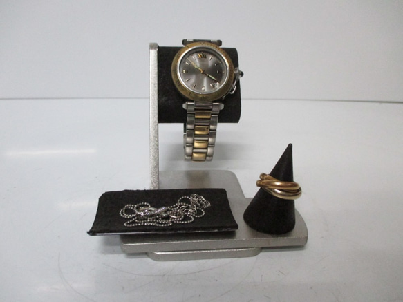 腕時計スタンド　だ円パイプ女性用ウオッチスタンドブラック　腕時計、リングを飾る　AKデザイン 1枚目の画像