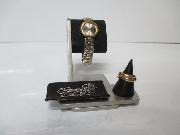 腕時計スタンド　だ円パイプ女性用ウオッチスタンドブラック　腕時計、リングを飾る　AKデザイン 7枚目の画像