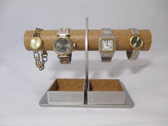 ハロウィンプレゼント　腕時計4本掛けダブル角トレイ付きハーフムーン腕時計スタンド　ak-design 1枚目の画像