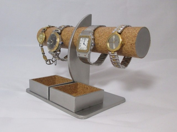 ハロウィンプレゼント　腕時計4本掛けダブル角トレイ付きハーフムーン腕時計スタンド　ak-design 3枚目の画像