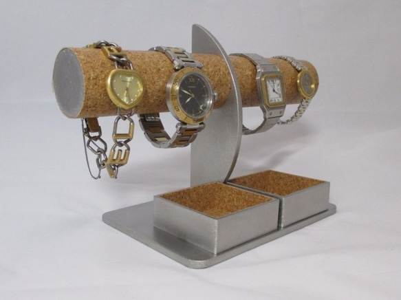 ハロウィンプレゼント　腕時計4本掛けダブル角トレイ付きハーフムーン腕時計スタンド　ak-design 4枚目の画像