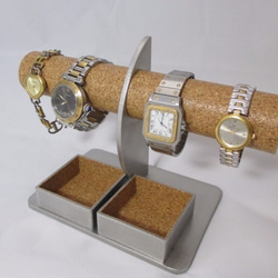 ハロウィンプレゼント　腕時計4本掛けダブル角トレイ付きハーフムーン腕時計スタンド　ak-design 7枚目の画像