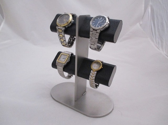Creema限定　腕時計スタンド！4本掛け楕円パイプ、台座も楕円腕時計スタンド　ブラック 1枚目の画像