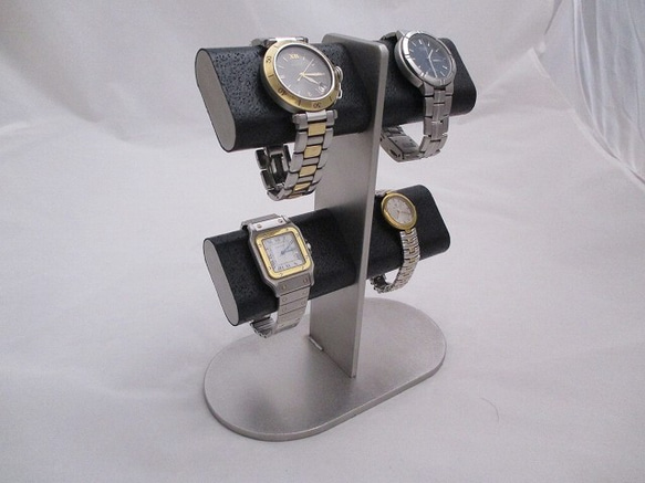 Creema限定　腕時計スタンド！4本掛け楕円パイプ、台座も楕円腕時計スタンド　ブラック 3枚目の画像