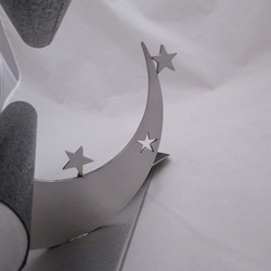 ムーンと３つの気まぐれお星さまアクセサリースタンド　木製リングスタンド　ロングトレイ付き　ak-design 7枚目の画像