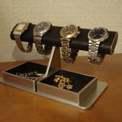 クリスマスプレゼントに！　ブラックだ円ダブルでかいトレイ腕時計スタンド　ak-design　No.12831 1枚目の画像