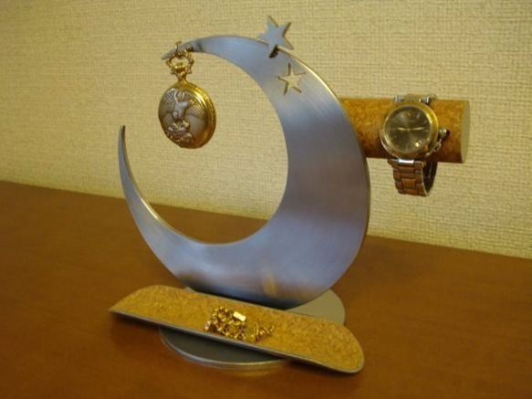 バレンタインデー　三日月インテリア腕時計、懐中時計スタンドロングトレイ 5枚目の画像
