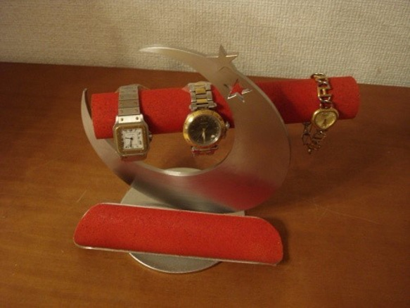 バレンタインデー　かわいいムーン　気まぐれ三日月丸パイプ腕時計スタンド　ak-design 3枚目の画像