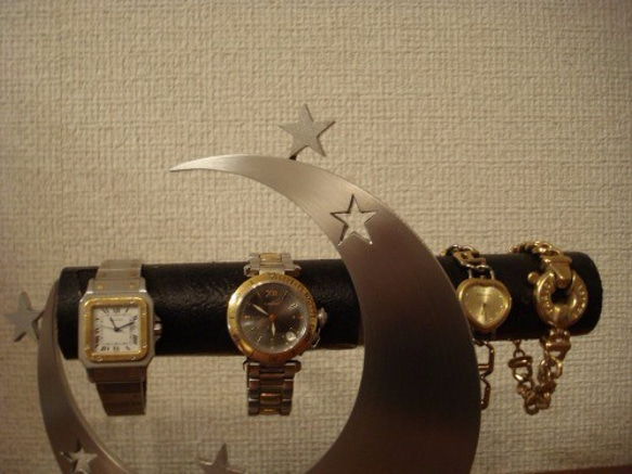 バレンタイン　トリプル気まぐれ三日月丸パイプ腕時計スタンド ロングハーフパイプトレイ 　ak-design 3枚目の画像