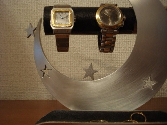 バレンタイン　トリプル気まぐれ三日月丸パイプ腕時計スタンド ロングハーフパイプトレイ 　ak-design 4枚目の画像