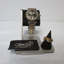 バレンタインに間に合います！急いで！　だ円パイプ女性用ウオッチスタンドブラック　腕時計、リングを飾る　AKデザイン 1枚目の画像