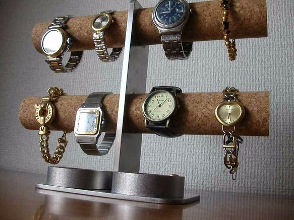 バレンタイン　ダブル丸トレイ8本掛けインテリア腕時計スタンド 3枚目の画像