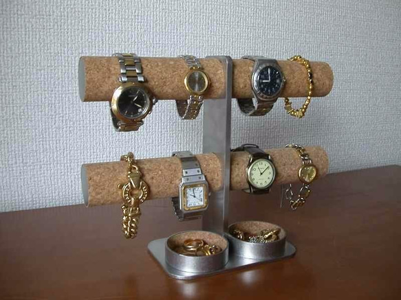 バレンタイン　ダブル丸トレイ8本掛けインテリア腕時計スタンド 6枚目の画像