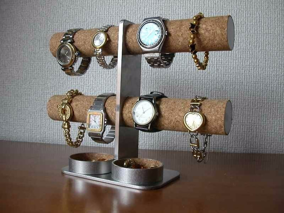 バレンタイン　ダブル丸トレイ8本掛けインテリア腕時計スタンド 7枚目の画像