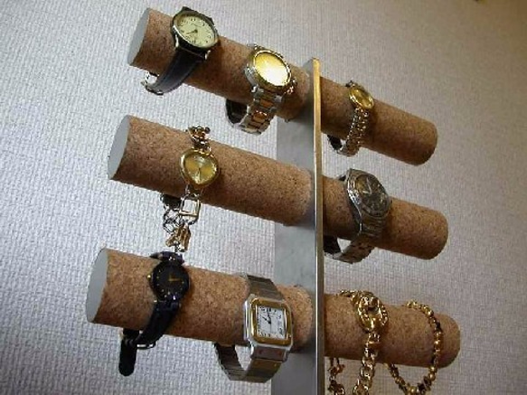 父の日　ステンレス製12本掛けインテリア腕時計収納スタンド　丸トレイ 4枚目の画像