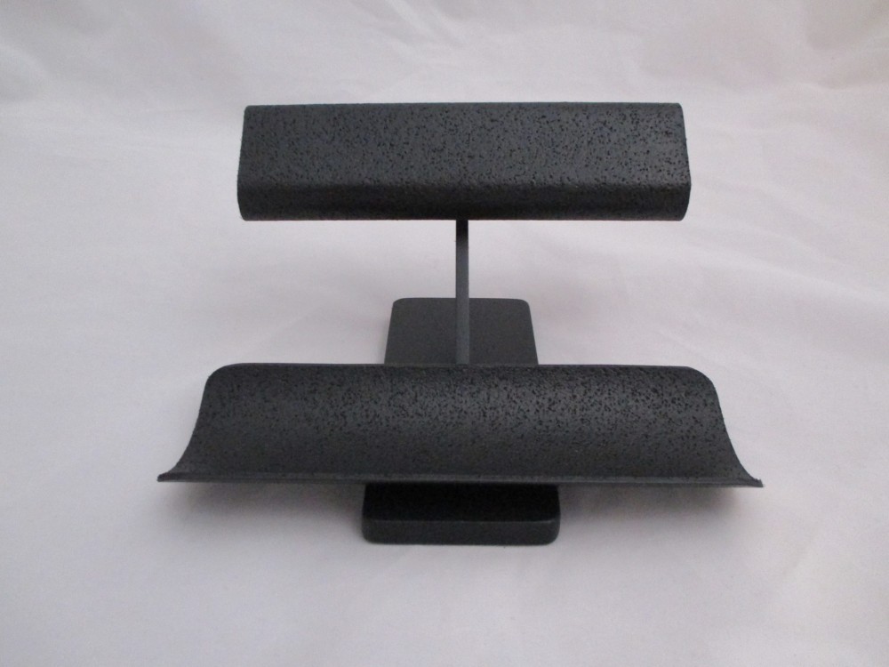 父の日　オールブラック（ステンレス部分も真っ黒け！）２本掛けハーフパイプトレイ腕時計スタンド　202001