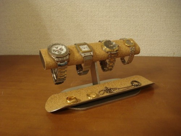 父へのプレゼントに　だ円ロングトレイ4本掛け腕時計スタンド ak-design　130115 4枚目の画像