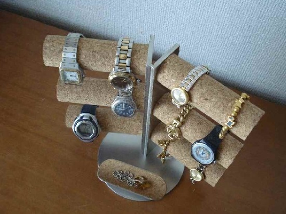 　腕時計スタンド　12本掛け角度付き腕時計スタンド　ハーフパイプトレイ付き　N8109 3枚目の画像