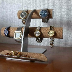 腕時計スタンド　6本掛け腕時計スタンド　ロングトレイ　受注製作 1枚目の画像