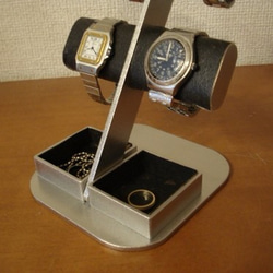 腕時計スタンド　ブラック4本掛け楕円ダブルトレイディスプレイスタンド 3枚目の画像