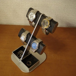 腕時計スタンド　ブラック4本掛け楕円ダブルトレイディスプレイスタンド 5枚目の画像