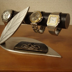 誕生日プレゼント　ダブルリーフトレイ付き時計インテリア収納スタンド　ブラック！！ 2枚目の画像