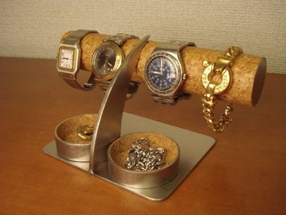 誕生日プレゼント　アクセサリー丸ダブルトレイ腕時計スタンド 5枚目の画像