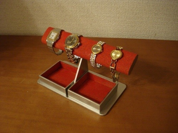 腕時計スタンド　レッドだ円ダブルでかいトレイ腕時計スタンド　ak-design　No.131106 4枚目の画像