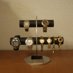 腕時計スタンド　ブラック三日月6本掛け腕時計スタンド角トレイ　No.140522　 2枚目の画像