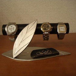 腕時計スタンド　 ダブルリーフトレイ付き時計インテリア収納スタンド　ブラック！！ 1枚目の画像