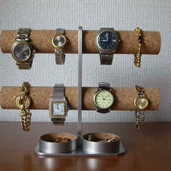腕時計スタンド　ダブル丸トレイ8本掛けインテリア腕時計スタンド 2枚目の画像