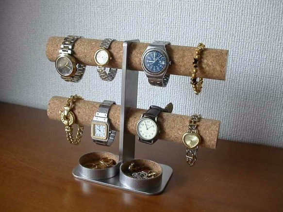 腕時計スタンド　ダブル丸トレイ8本掛けインテリア腕時計スタンド 