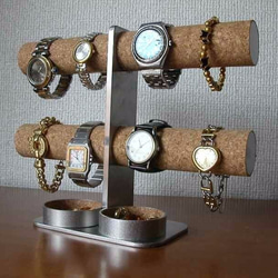 腕時計スタンド　ダブル丸トレイ8本掛けインテリア腕時計スタンド 7枚目の画像