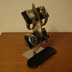 腕時計スタンド　ブラックコルク4本掛け腕時計スタンド　ロングトレイバージョン 8枚目の画像