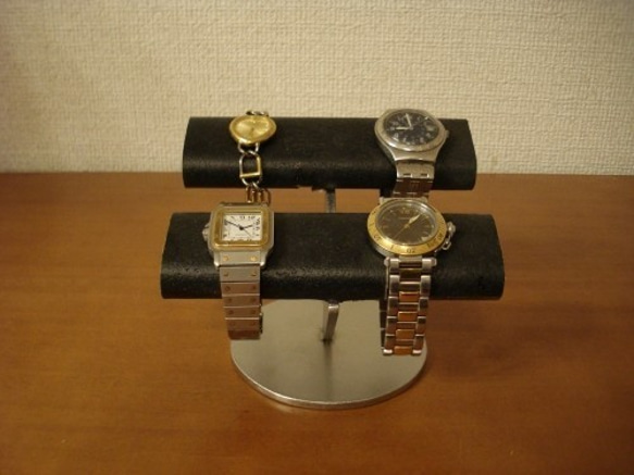 誕生日プレゼント　ブラックダブルだ円パイプ4本掛け腕時計スタンド　ak-design　N121220 2枚目の画像