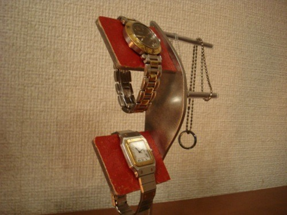 プレゼント　腕時計、リング、ネックレススタンド★レッド 　N13223 7枚目の画像