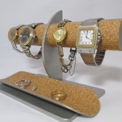 腕時計スタンド　腕時計4本掛けロングトレイ付きハーフムーン腕時計スタンド　ak-design   N17117 1枚目の画像