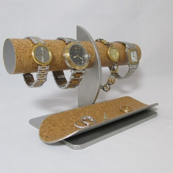 腕時計スタンド　腕時計4本掛けロングトレイ付きハーフムーン腕時計スタンド　ak-design   N17117 3枚目の画像