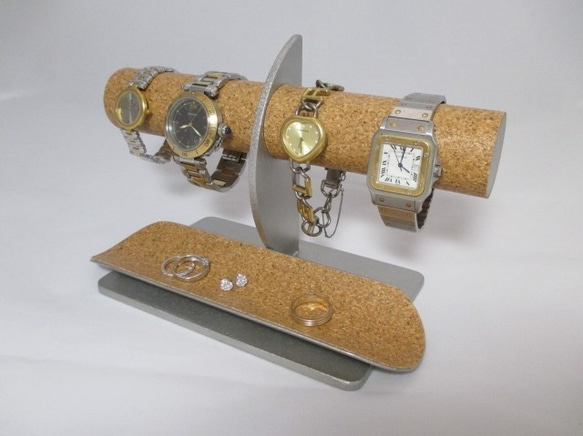 腕時計スタンド　腕時計4本掛けロングトレイ付きハーフムーン腕時計スタンド　ak-design   N17117 6枚目の画像