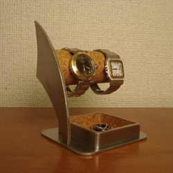 敬老の日　丸パイプ2本掛け腕時計スタンド　男性用 3枚目の画像