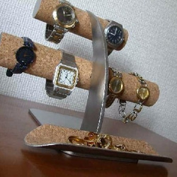 時計スタンド　6本掛け腕時計スタンド　ロングトレイ　受注製作 6枚目の画像