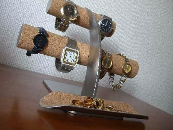 時計スタンド　6本掛け腕時計スタンド　ロングトレイ　受注製作 6枚目の画像