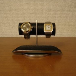 腕時計スタンド　どっしりちょっと太めのパイプブラックコルク腕時計スタンド　No.12320 2枚目の画像